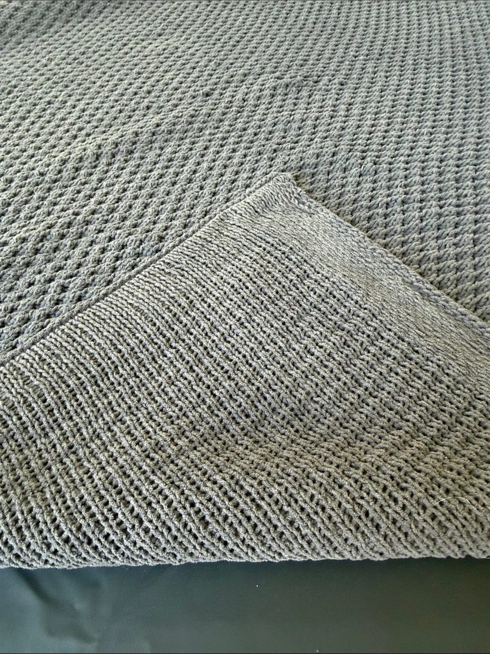 Pottery Barn Gray Textured Knit Throw Blanket 54x59